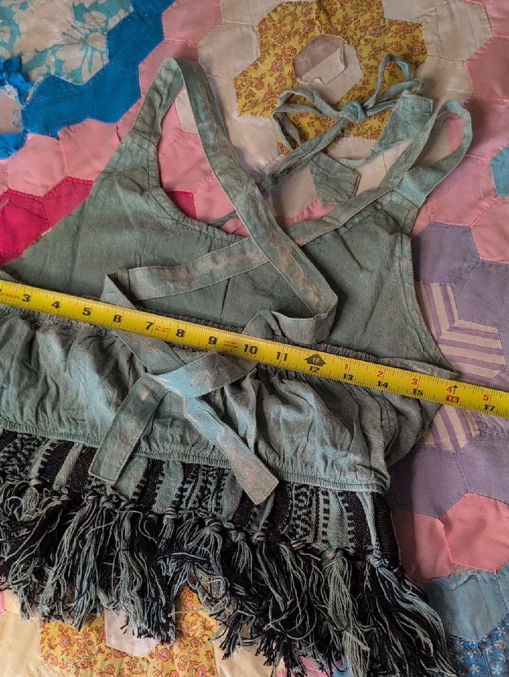 POL NEW ARRIVAL Sage Green Lace-Up Fringe Festival Tank Top🥰 Just In 🧑🎤NIB❣️ - Picture 15 of 17